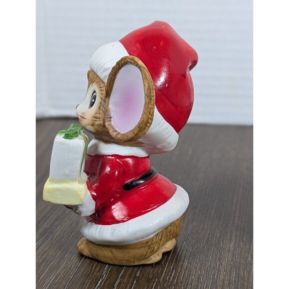 VTG HOMCO Christmas Santa Mice Ceramic Figurines SET OF 3 #5405 Present Bag Tree - Picture 5 of 14